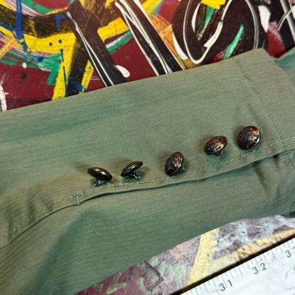 Free People Ruffle-Trim Military-Style Jacket in Sage Green -  Size XS - Picture 13 of 14